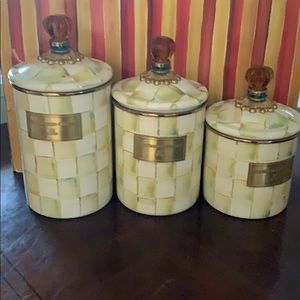 Mackenzie Childs Parchment Check Canister Set